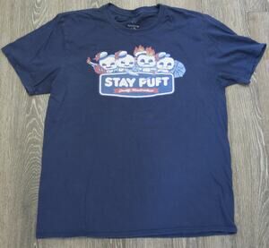 GHOSTBUSTERS STAY PUFT Marshmallow Man T Shirt Size L Blue Retro Casual Anime